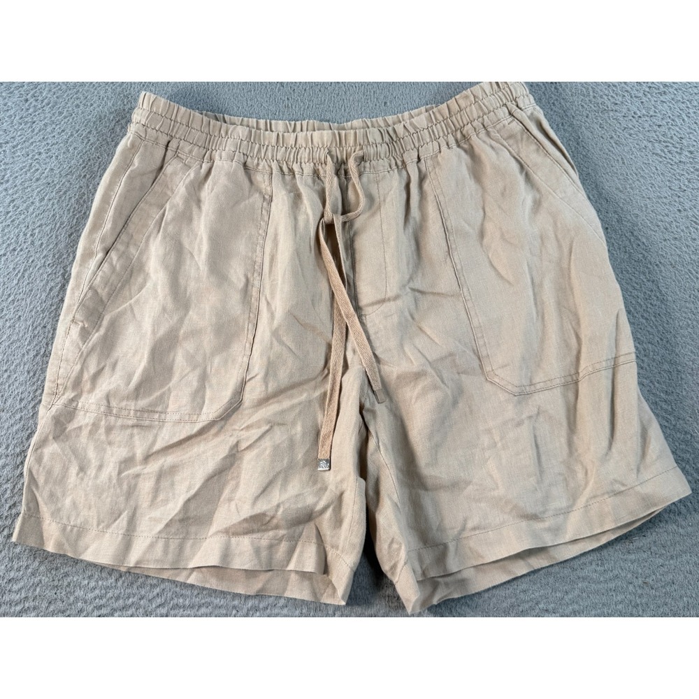Lauren Ralph Lauren Shorts Women's 12 Beige Linen Summer Beach Resort Drawstring